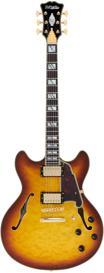 D'Angelico DAEDCXTQITBGS Guitare électrique semi-creuse (Couette Iced Tea Burst)