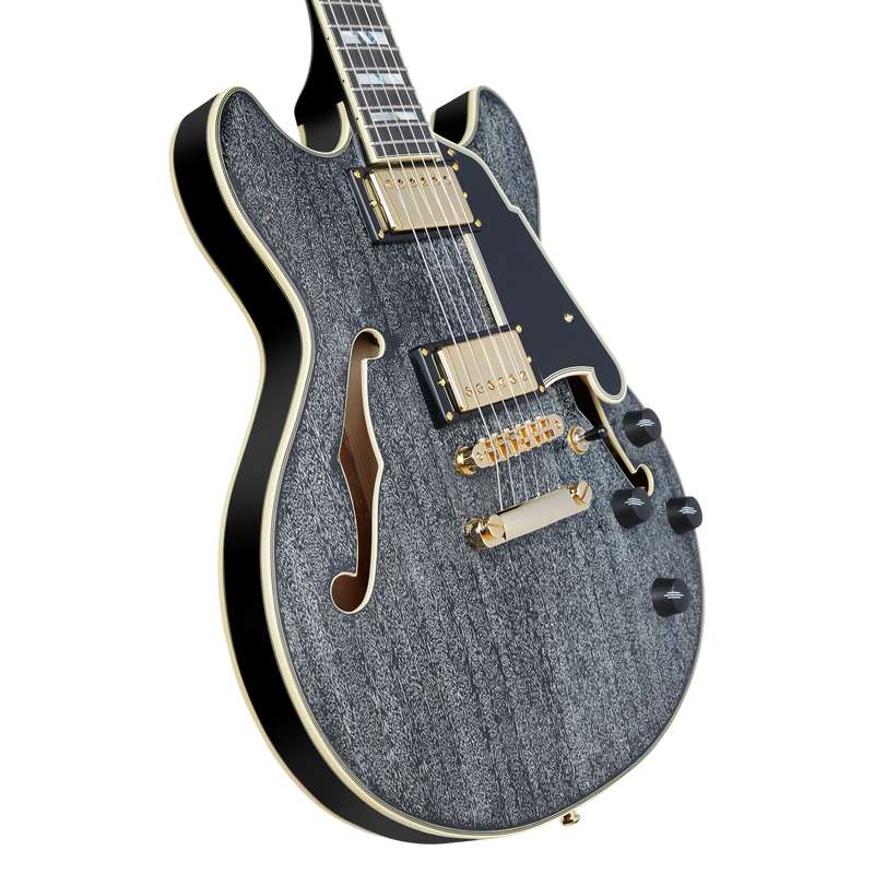 D'Angelico DAEMINIDCBDGS Guitare électrique semi-creuse (Black Dog)