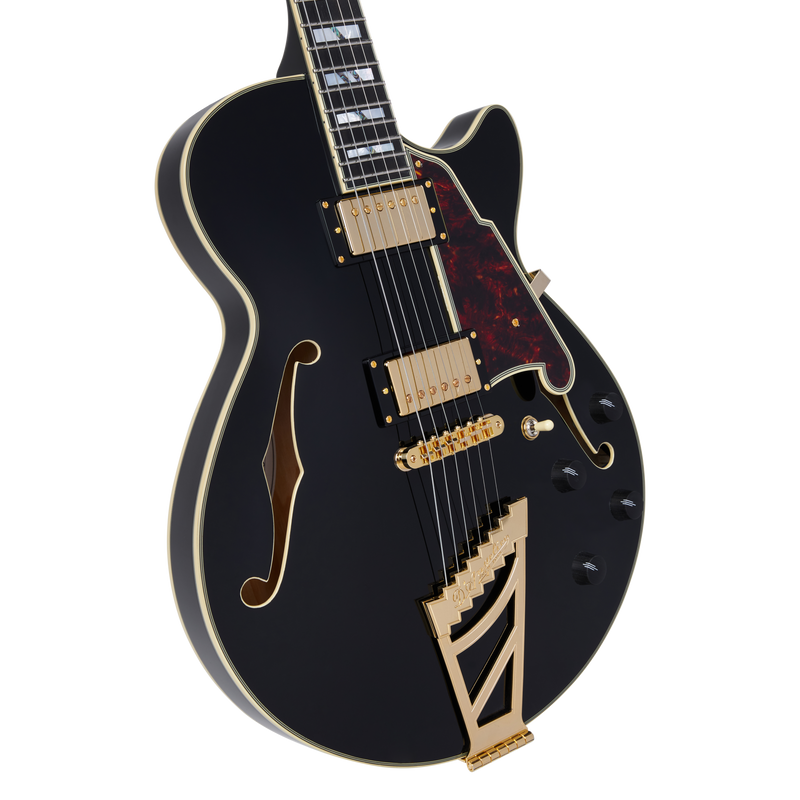 D'Angelico DAESSSBBKGT Guitare électrique semi-creuse (noir massif)