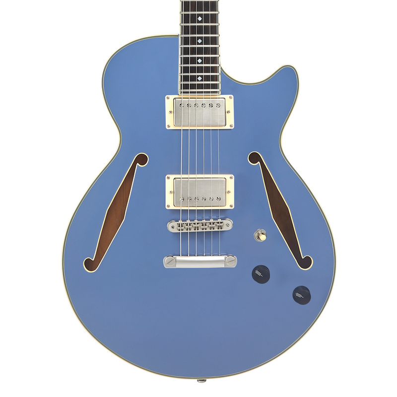 D'Angelico DAESSTSLBSNS Guitare électrique semi-creuse (bleu ardoise)