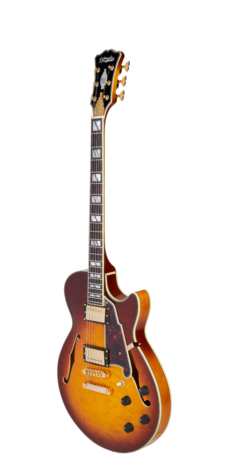 D'Angelico EXCEL SS XT Semi Hollow-Body Electric Guitar (Iced Tea Burst Quilt)
