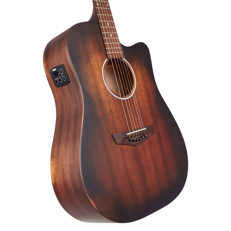 D'Angelico DAPLSD500AGDCP PREMIER BOWERY Series - Bowery LS Dreadnought CE Acoustic Electric Guitar - Aged Mahogany