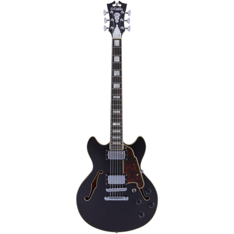 D'Angelico DAPMINIDCBLFCS Mini guitare électrique semi-creuse (Flake noir)