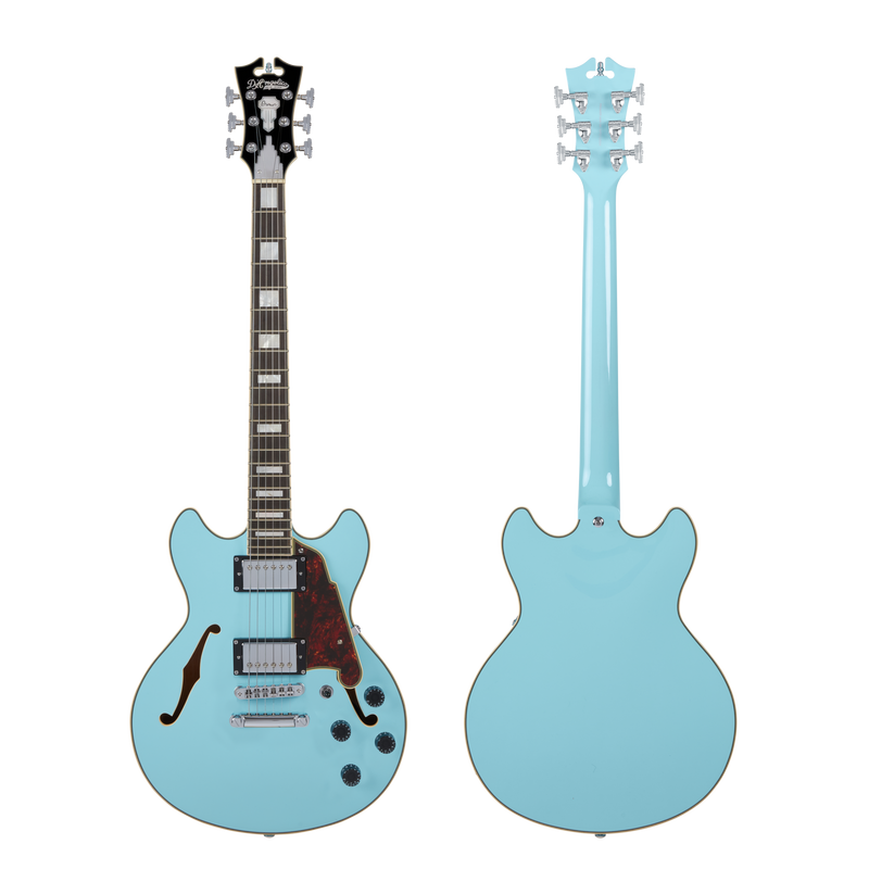 D'Angelico PREMIER MINI DC Series Semi Hollow-Body Electric Guitar (Sky Blue)