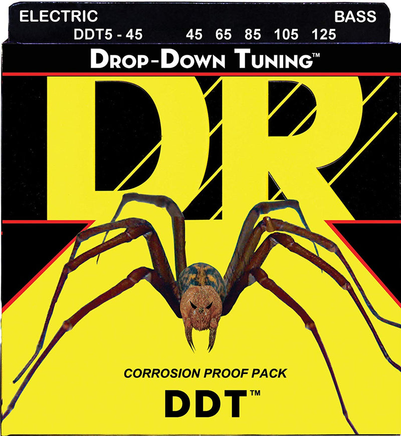 DR Handmade Strings DDT5-45 DDT Drop-down Tuning 5-String Bass Strings - Medium (45-125)