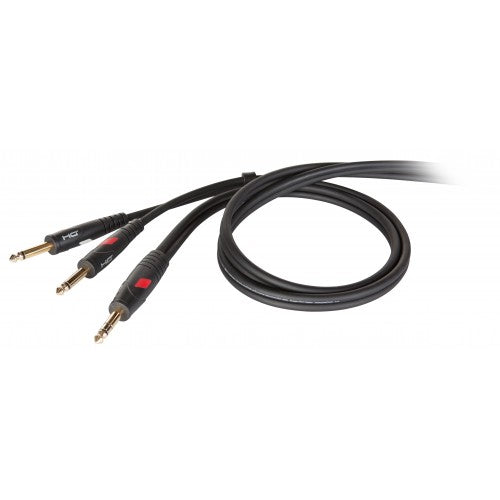 DieHard DHG540LU3 GOLD 6.3mm Stereo to 2x 6.3mm Stereo Professional Insert Cable - 3m