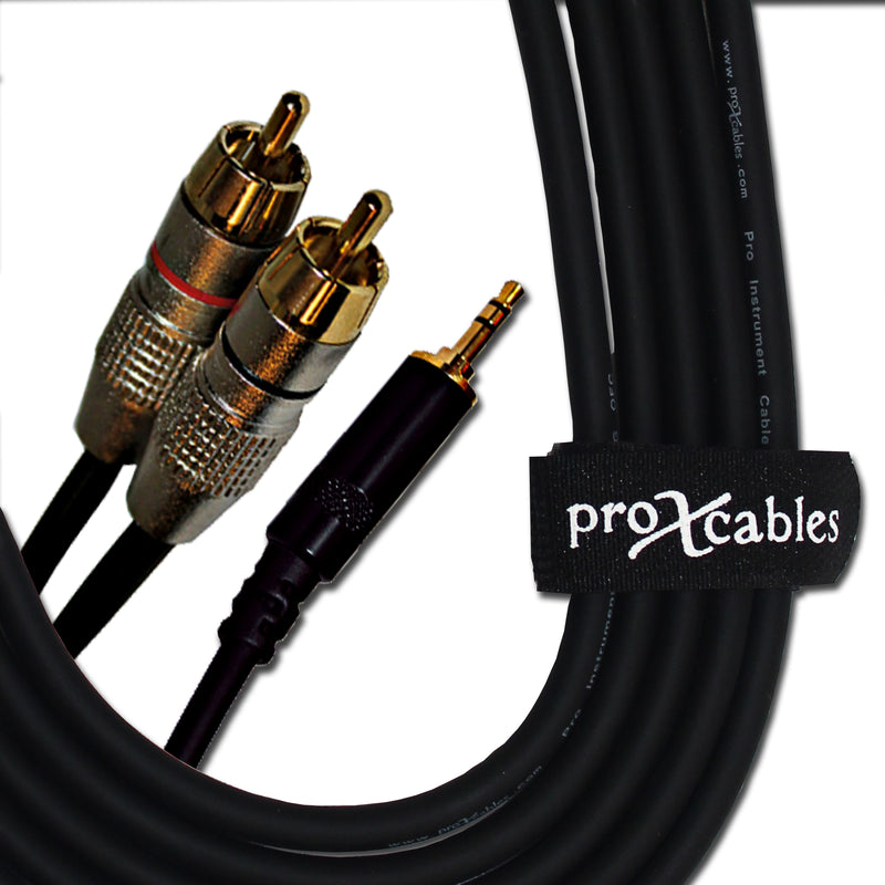 ProX XC-CMR15 Câble audio asymétrique mini TRS-M vers double RCA-M 1/8" haute performance - 15 pieds