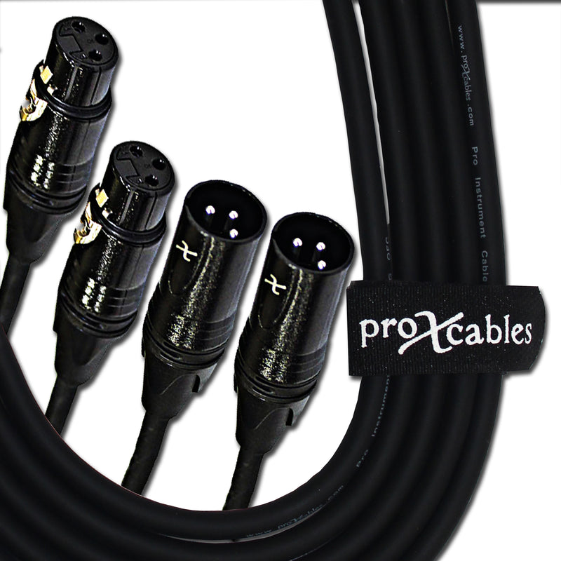 ProX XC-DXLR03 3 Ft. Balanced Dual XLR3-M to Dual XLR3-F High Performance Audio Cable