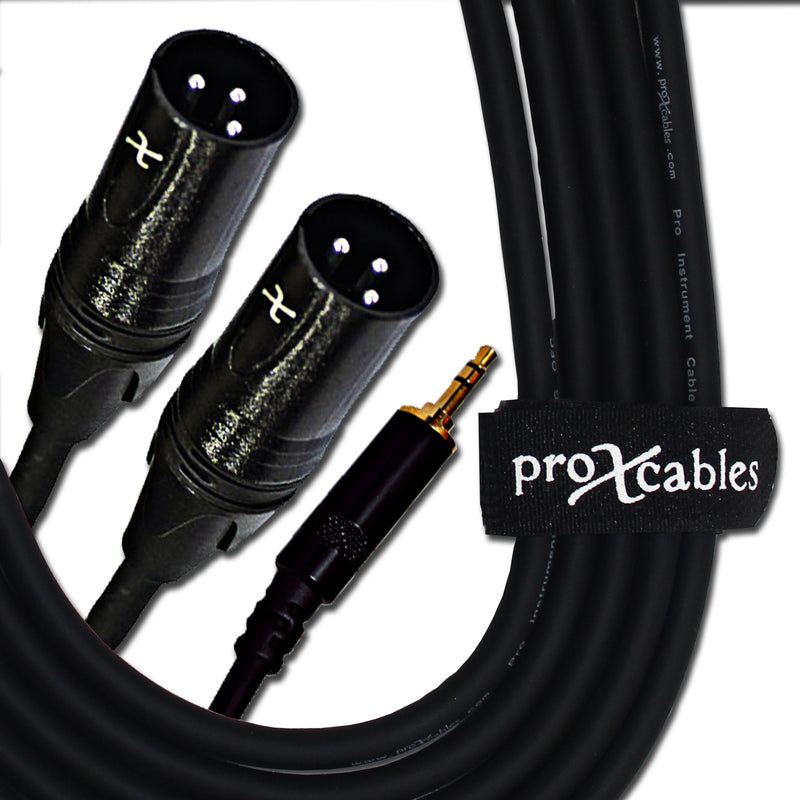 ProX XC-CMXM5 Câble audio en Y haute performance mini TRS mâle vers double XLR mâle 3,5 mm – 1,5 m