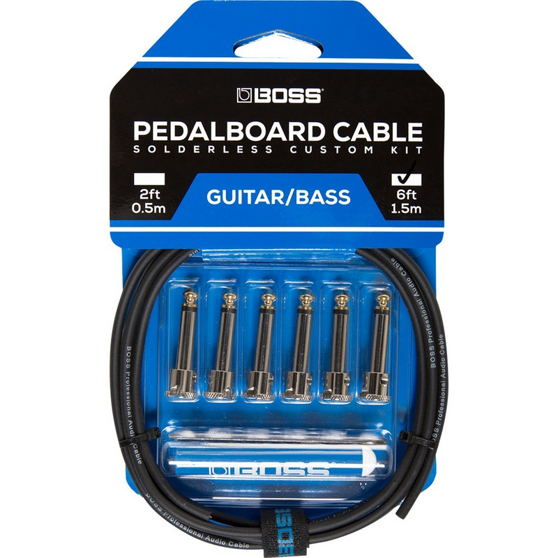 BOSS BCK-6 Solderless Pedalboard Cable Kit, 6 Connectors 2FT - Red One Music