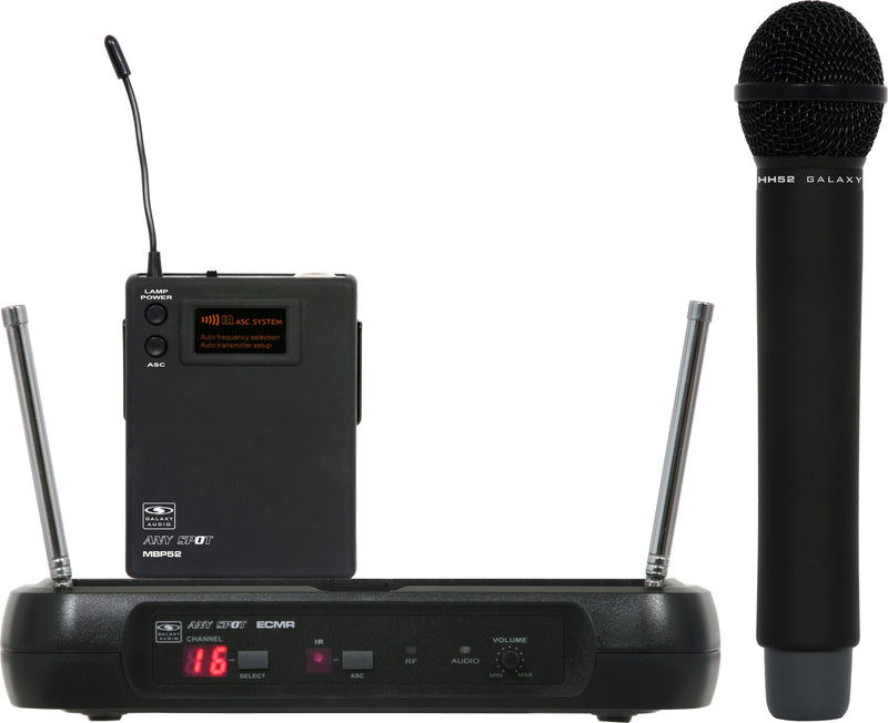 Système de microphone et récepteur portable sans fil Galaxy Audio ECMR/HH52 UHF