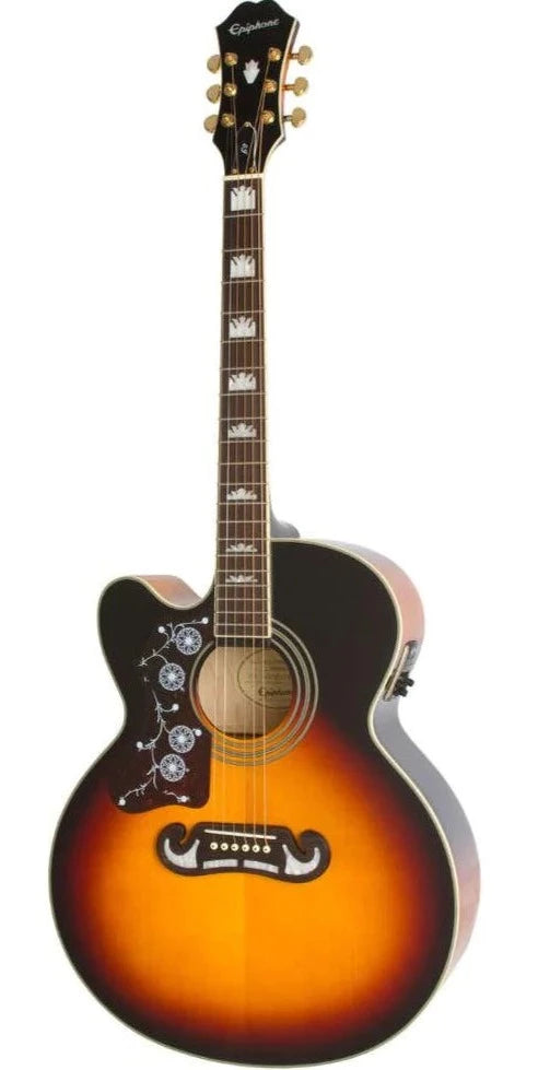 Epiphone J-200 EC Series Left-Handed Acoustic Electric Guitar (Vintage Sunburst)