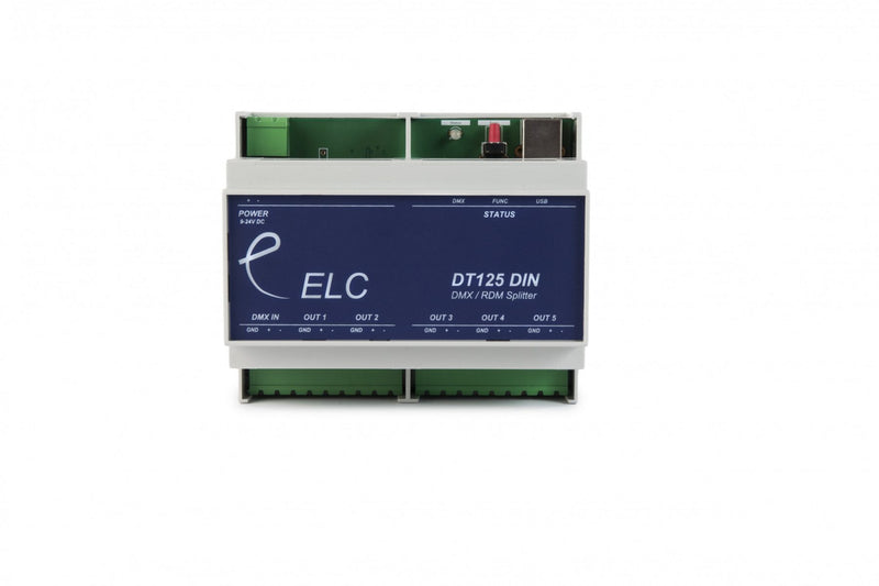 ELC DT125Dinfi DMX Splitter 1C DMX dans 5x dmx out din-rail isolé