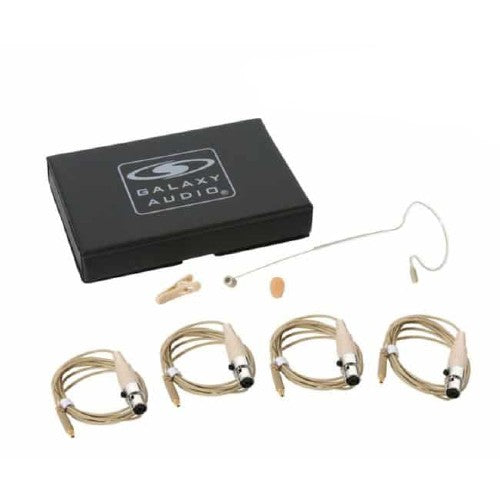 Galaxy Audio ESM8-UBG-4SHU Beige Single Ear Uni-Directional Earset Microphone with 4 Cables for Shure