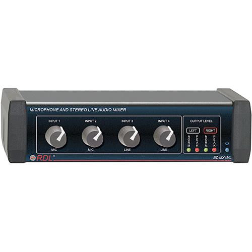 RDL EZ-MX4ML Mic and Stereo Line Audio Mixer 4x1