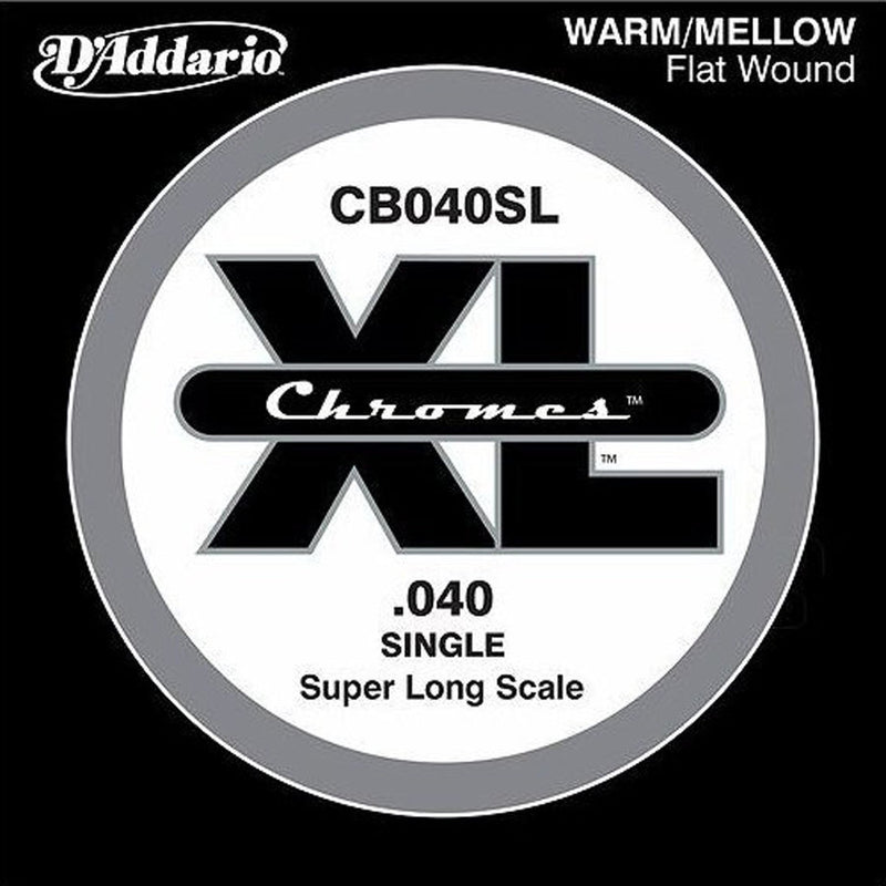 D'Addario CB040SL XL Chromes Flatwound Bass Single String .040 Super Long
