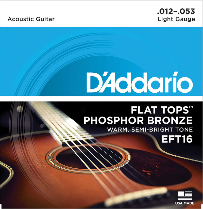 D'Addario EFT16 Flat Tops Acoustic Guitar Strings - Light 12-53