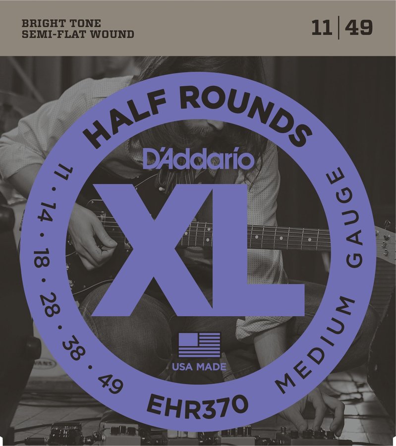 D'Addario EHR370 Stainless Steel Half Rounds Electric Guitar Strings - Medium 11-49