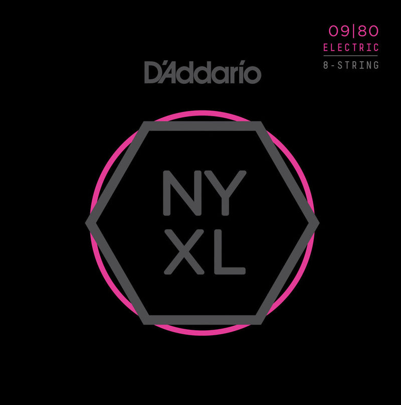 D'Addario NYXL0980 Cordes de guitare électrique 8 cordes enroulées en nickel – Super légères – 09-80