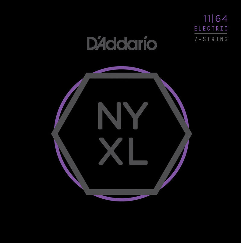 D'Addario NYXL1164 Cordes de guitare électrique 7 cordes enroulées en nickel – Medium 11-64