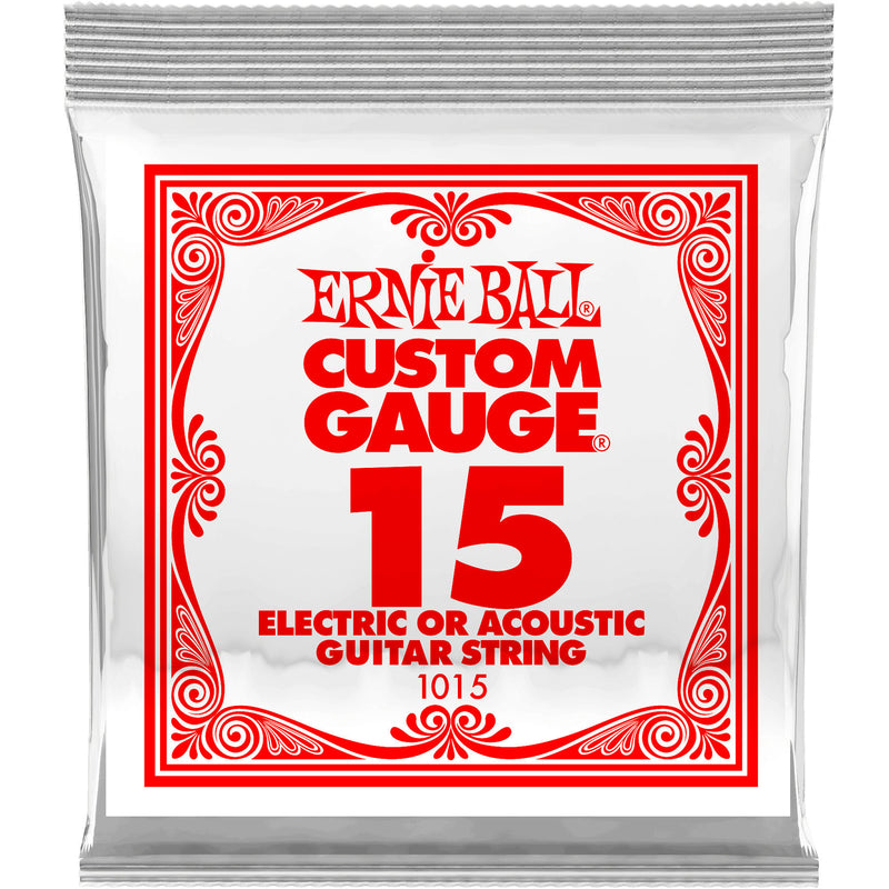 Cordes de guitare électrique ou acoustique Ernie Ball 1015EB en acier uni - 015P