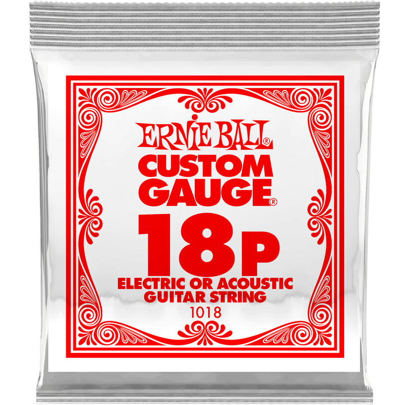 Ernie Ball 1018EB Plain Steel Electric or Acoustic Guitar String - 018P