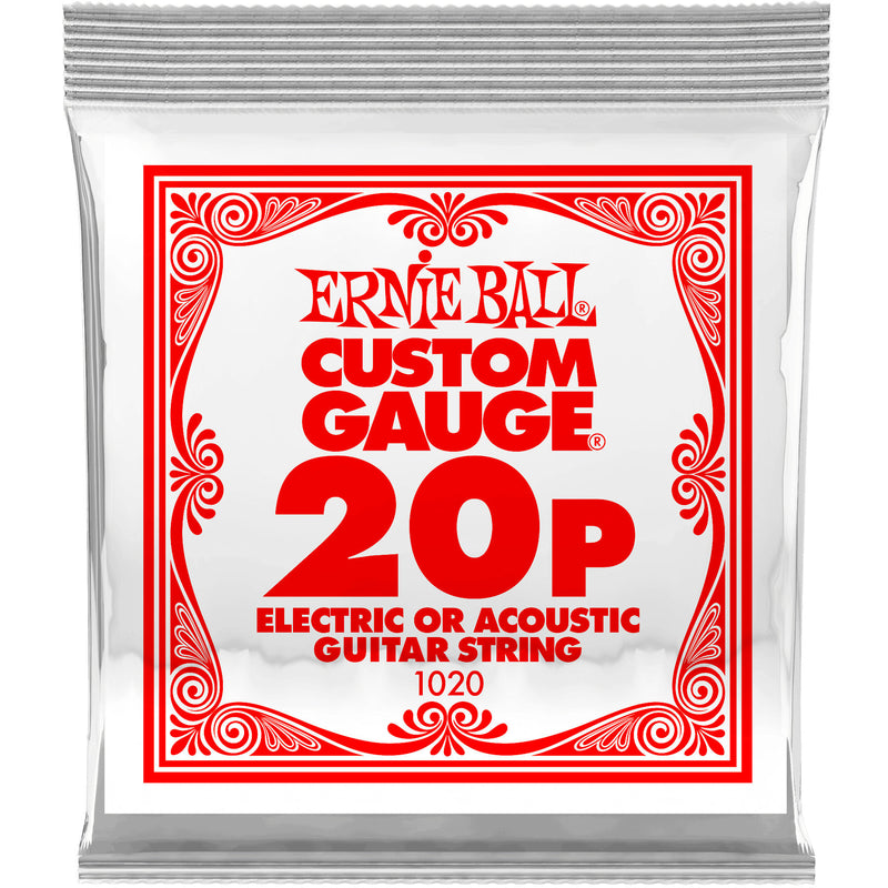 Cordes de guitare électrique ou acoustique Ernie Ball 1020EB en acier uni - 020P