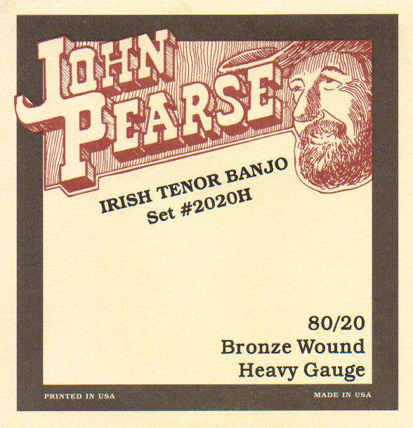 John Pearse JP2020 Cordes de banjo ténor irlandais 80/20 en bronze à 4 cordes - Calibre lourd