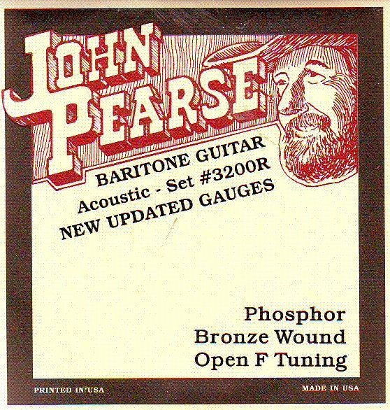 John Pearse JP3200 Cordes de guitare résophonique baryton enroulées en bronze phosphoreux - Open F Tuning