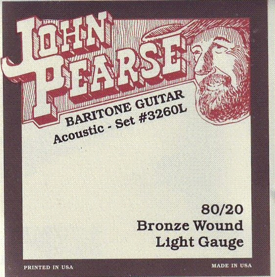 John Pearse JP3260L Cordes de guitare acoustique baryton enroulées en bronze 80/20 - Calibre léger