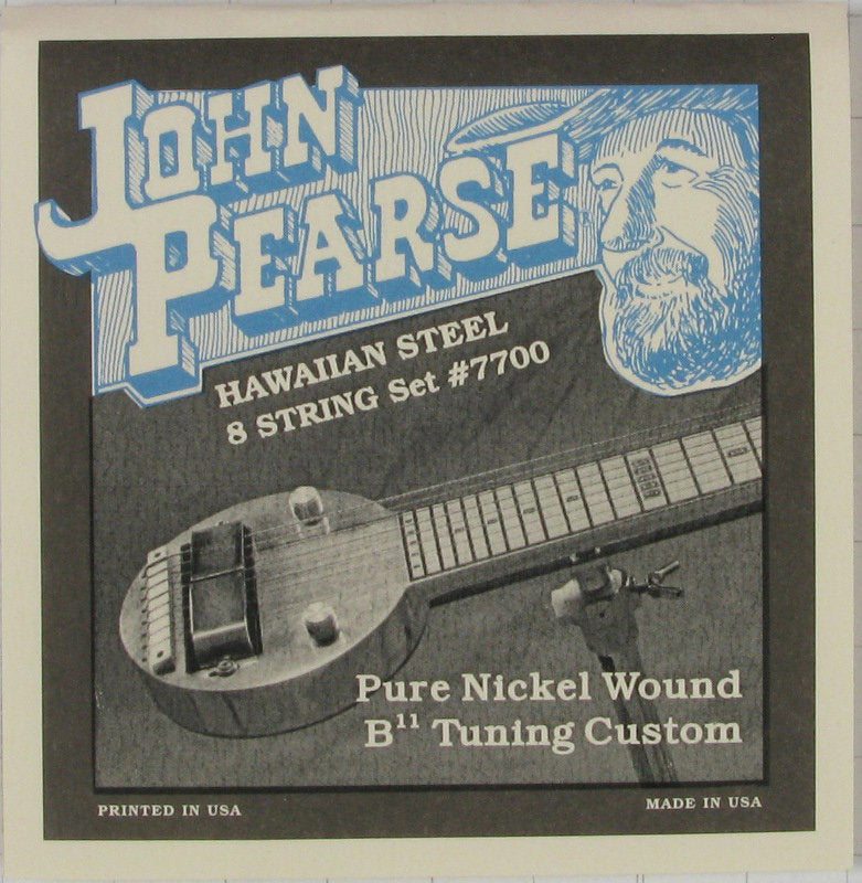 John Pearse JP7700 Cordes de guitare hawaïenne Lap Steel à 8 cordes en nickel pur - B11 Tuning personnalisé