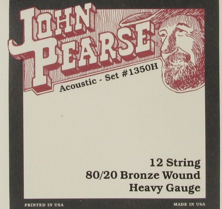 John Pearse JP1350H Cordes de guitare acoustique 12 cordes en bronze 80/20 - Calibre épais