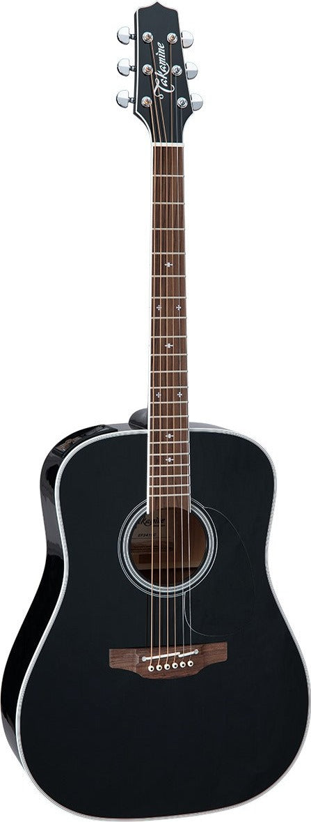 Takamine FT341 Solid Spruce Dreadnought Acoustic / Electric Guitar With Case (Gloss Black)