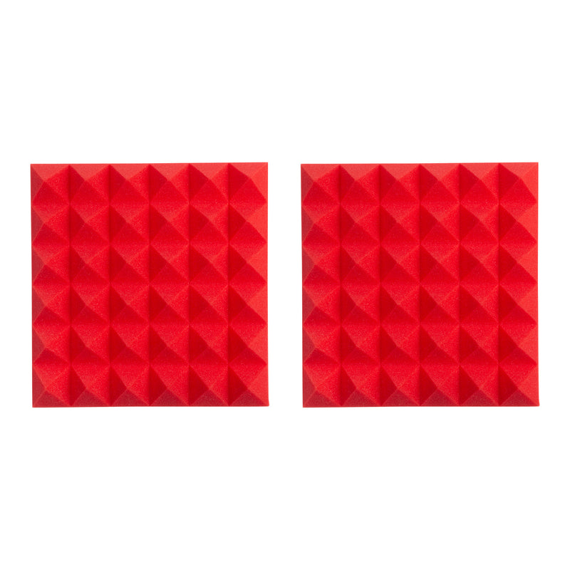 Gator GFW-ACPNL1212PRED-2PK 12x12" Acoustic Pyramid Panel - Red, 2 Pack