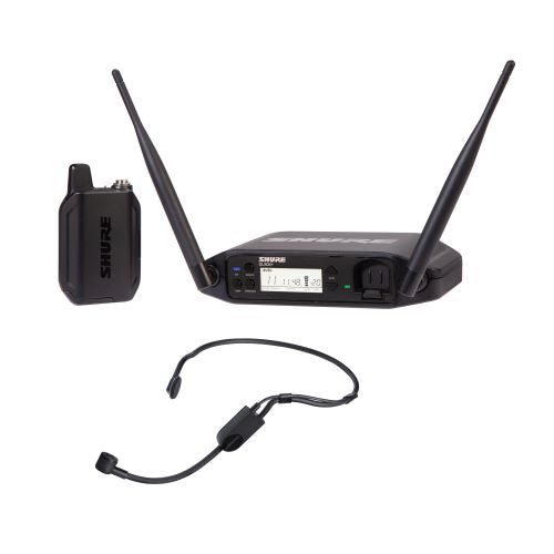 Shure GLXD14+ Dual Band Wireless System with GLXD4+ Tabletop Receiver GLXD1+ Bodypack Transmitter and PGA31 Headset Microphone