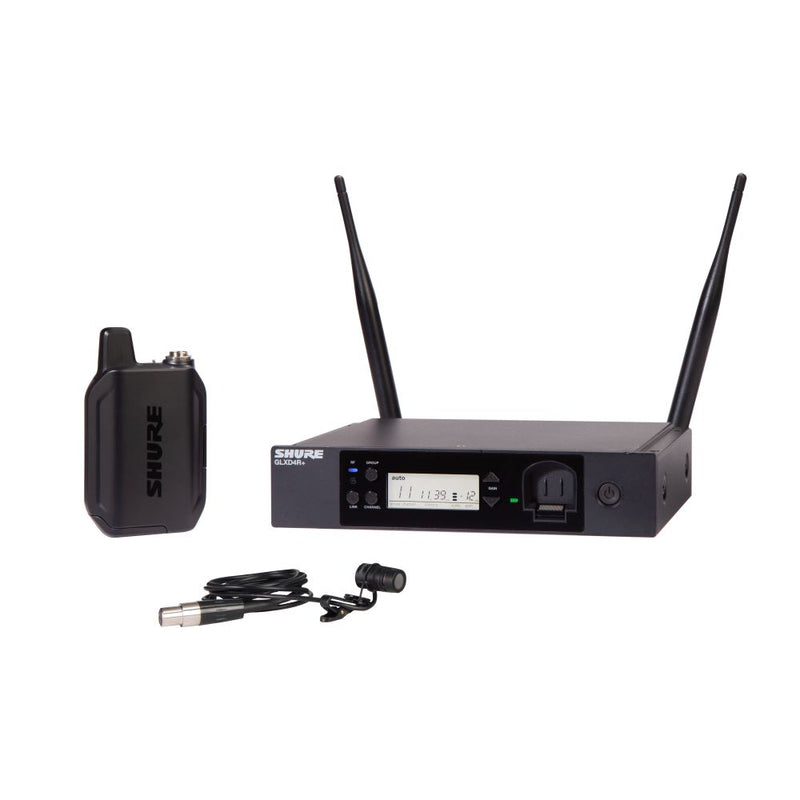 Shure GLXD14R+ Dual Band Wireless System with GLXD4R+ Half-rack Receiver GLXD1+ Bodypack Transmitter and WL185 Lavalier Microphone