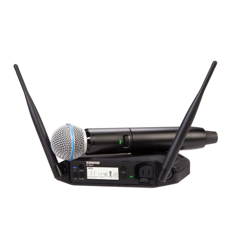 Shure GLXD24+ Dual Band Wireless System with GLXD4+ Tabletop Receiver and Beta®58A Handheld Transmitter