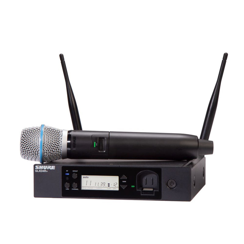 Shure GLXD24R+ Dual Band Wireless System with GLXD4R+ Half-rack Receiver and Beta®87A Handheld Transmitter