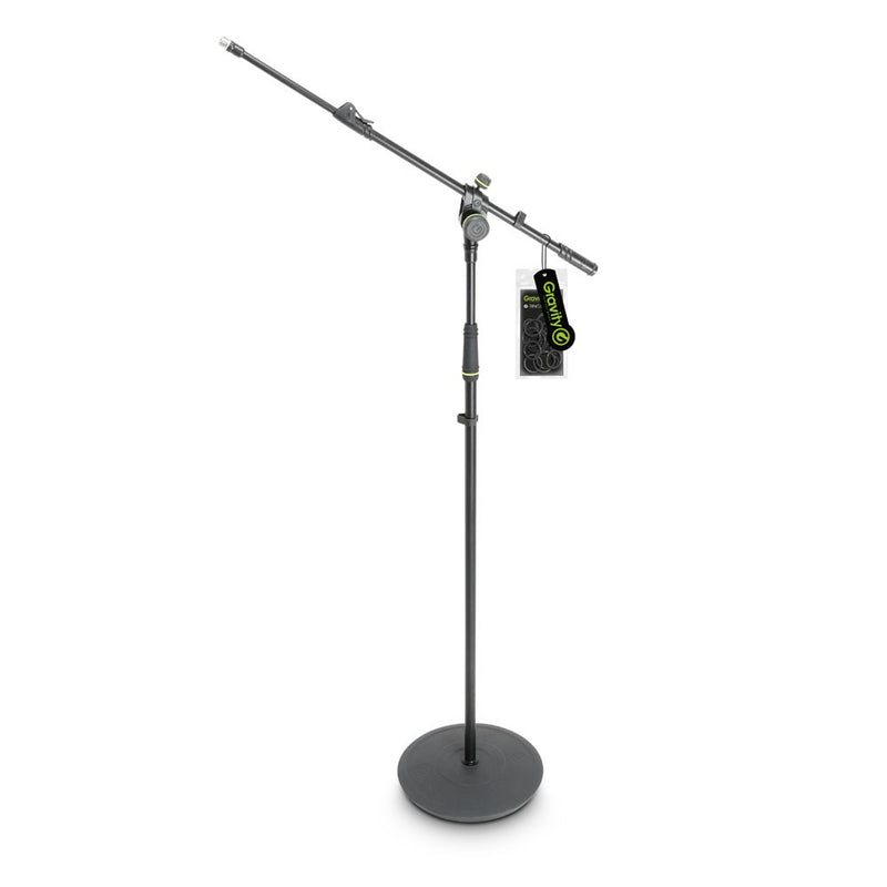 Gravity GR-GMS2322B Microphone Stand w/ Round Base And 2-Point Adjustment Telescoping Boom Long