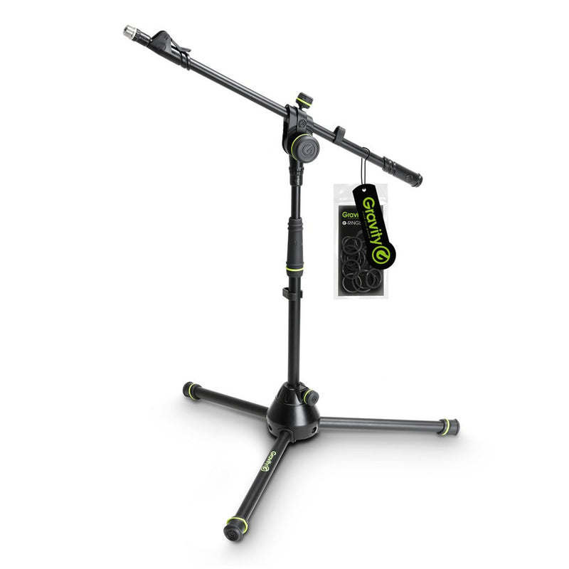 Gravity GR-GMS4222B Short Microphone Stand w/ Folding Tripod Base and 2-Point Adjustment Telescoping Boom