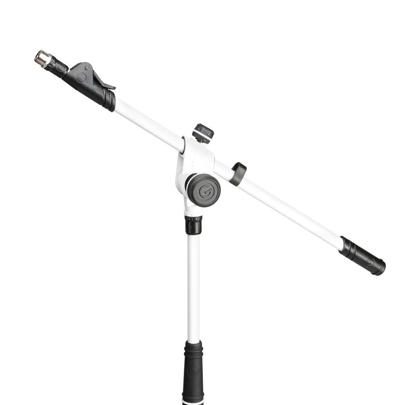 Gravity GR-GMS4322W Pied de microphone avec base de trépied pliable et perche télescopique à réglage en 2 points - Blanc