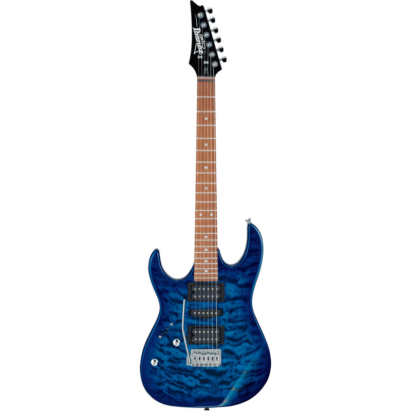 Ibanez GRX70QALTBB GIO RX - Guitare électrique pour gaucher avec trémolo T106 - Transparent Blue Burst