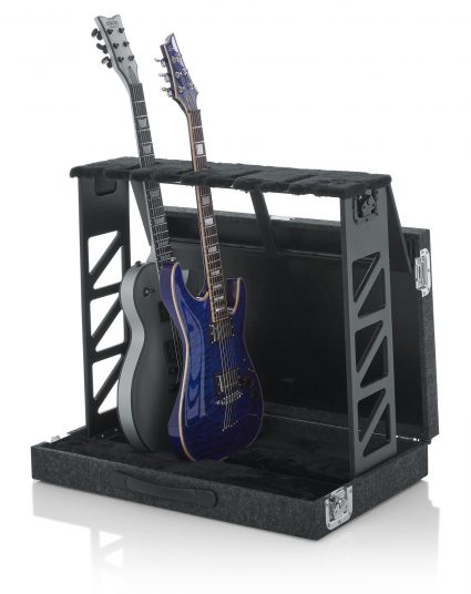 Gator GTRSTD4 Compact Rack Style Four Guitar Stand That Folds Into Case