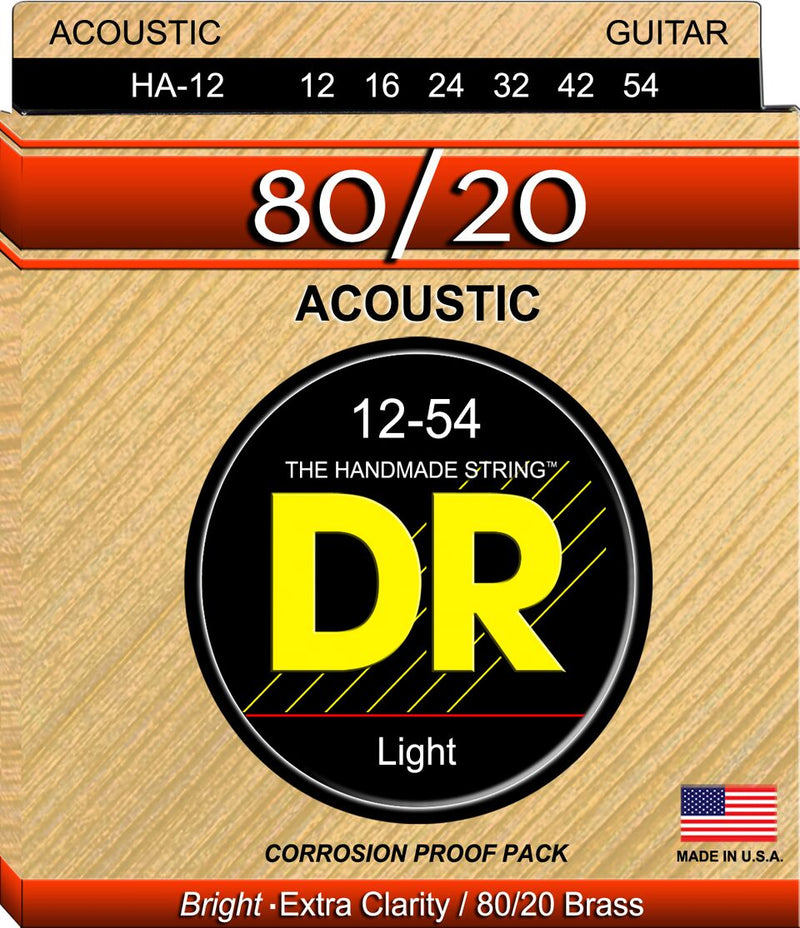 Dr Handmade Strings Ha-12 Hi-Pair 80/20 String de guitare acoustique - Lumière (12-54)