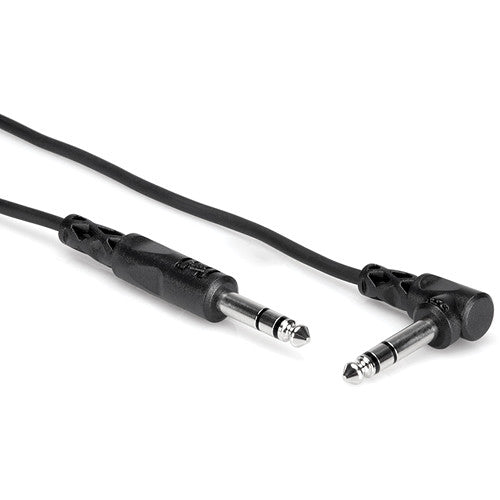Hosa CSS-103R Stereo Right-Angle 1/4" Male to Straight 1/4" Male TRS Cable - 3'