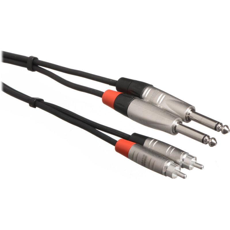 Hosa HPR-0010X2 Câble audio stéréo double 1/4" TS mâle vers double RCA mâle - 10'