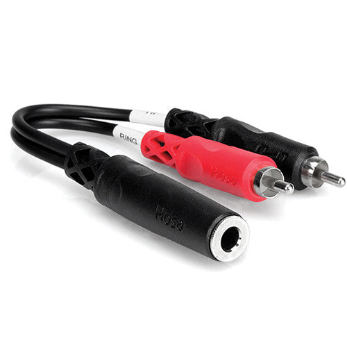 Hosa YPR-257 Stereo 1/4" Female to 2 RCA Male Y-Cable - 6"