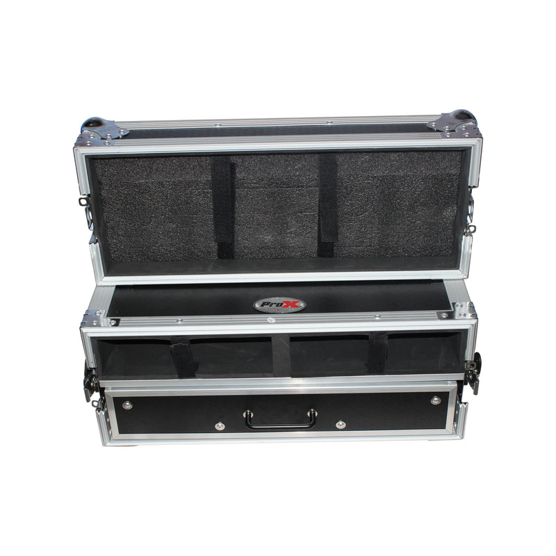 ProX XS-2WM2DR Wireless Mic case features 2 capacity as well as hand held mic storage w/ 1 drawer