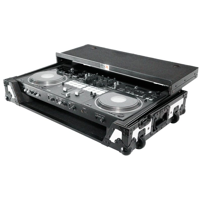 Prox xs-ddjrev7wltwh ata flight casse de vol pour le contrôleur dj ddj-rev7 pionnier avec espace et roues de rack 1U (noir blanc)