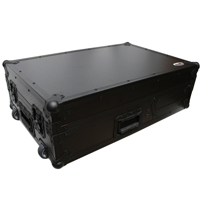 ProX XS-TMC1012WBL Flight Case for Single Turntable In Battle Mode & 10 Inch or 12 Inch Mixer | Black on Black